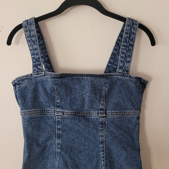 Reformation Jeans Lizzie Denim Dress Blue Size 0 Mini Back Zip Up - Picture 4 of 11